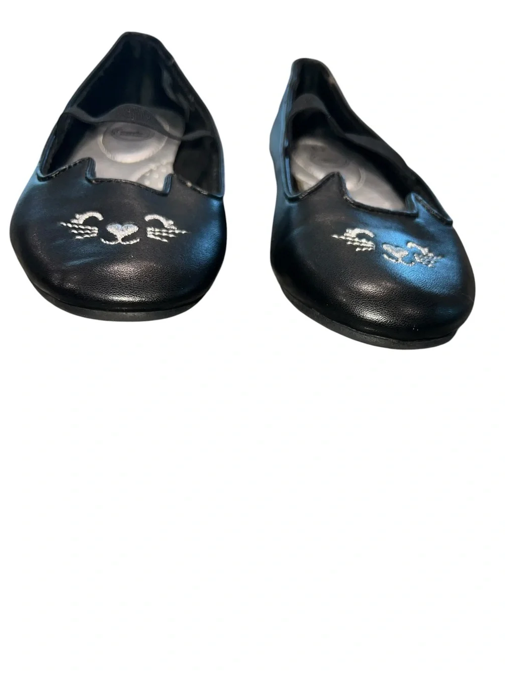 Wonder Nation Girls Black Cat Face Ballet Flats Mary Jane Shoes Size 12